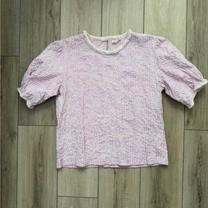 Pink Textured Short Sleeve Top